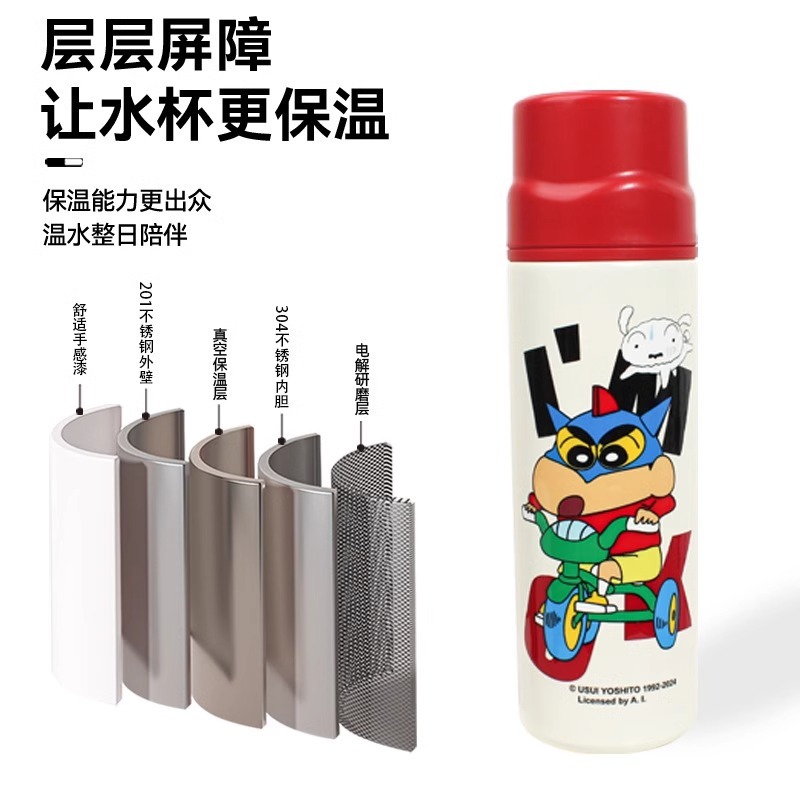 正版 蠟筆小新 暢飲保溫杯 水杯 咖啡杯 飲料杯 動感小新 450ml 新之助 送禮 萌兔兔-細節圖4