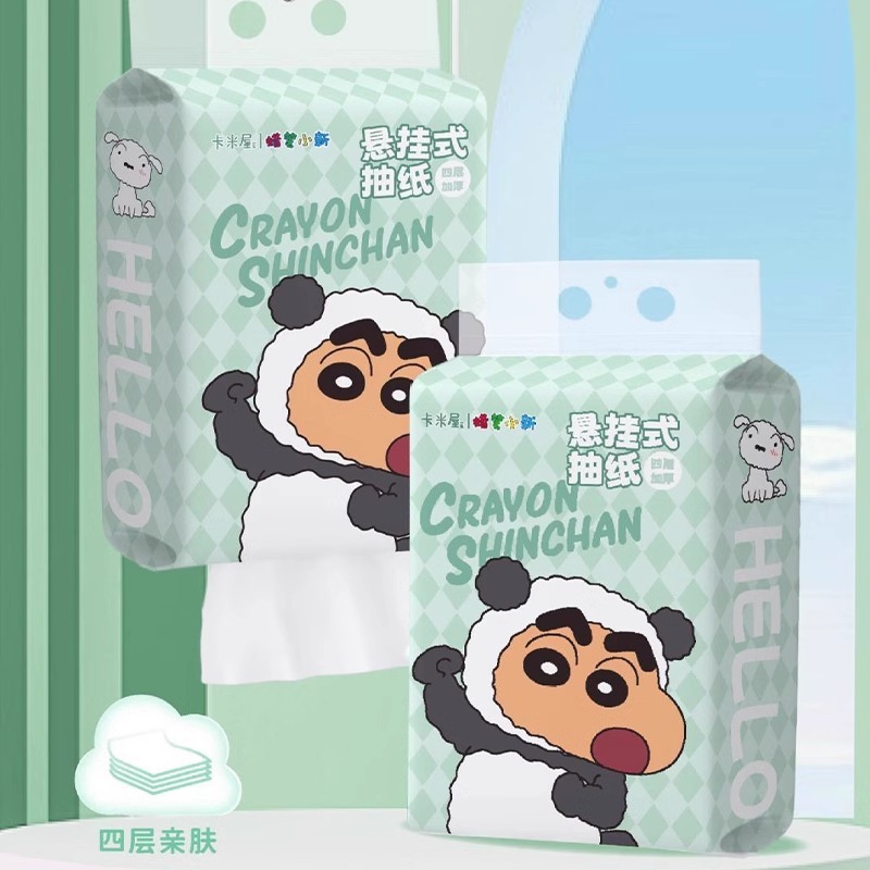 正版 蠟筆小新 懸掛式抽紙 紙巾 衛生紙 原木漿 200抽/包 加厚 新之助 卡米屋-細節圖2