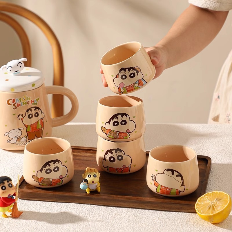 【現貨】正版 蠟筆小新 茶壺禮盒 茶壺 茶杯 水壺 茶具 泡茶 綠茶 托盤 新之助 送禮倍有面 曙曦 陶瓷 禮盒-細節圖3