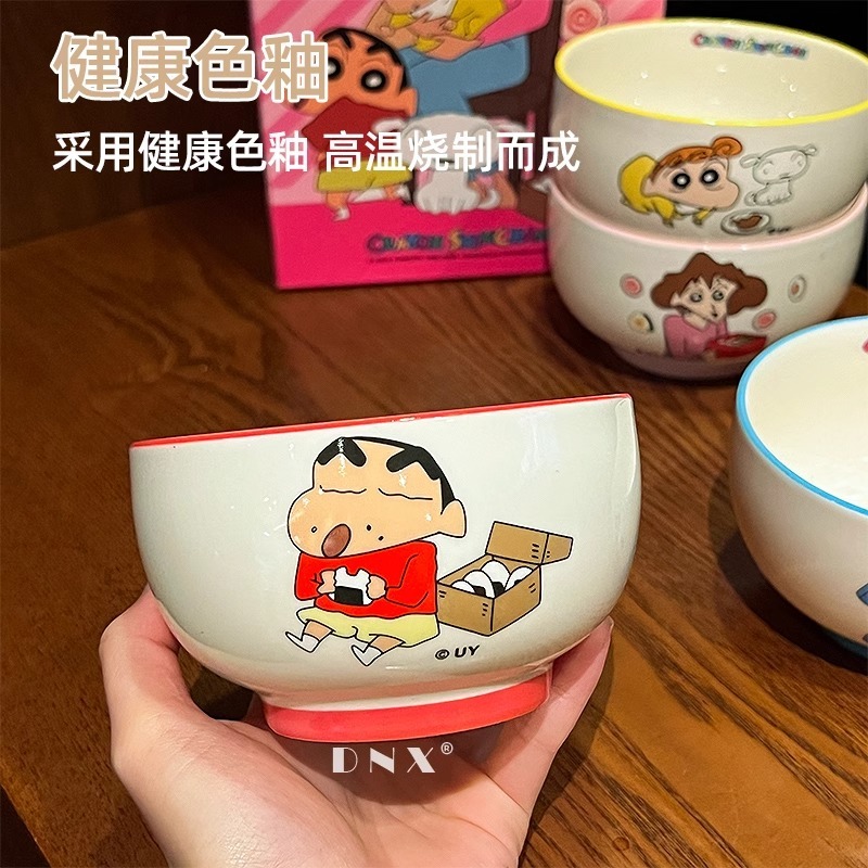 正版 蠟筆小新 全家福 飯碗 4款禮盒裝 吃米飯 吃麵條 陶瓷材質 送禮 新之助 萌兔兔-細節圖2