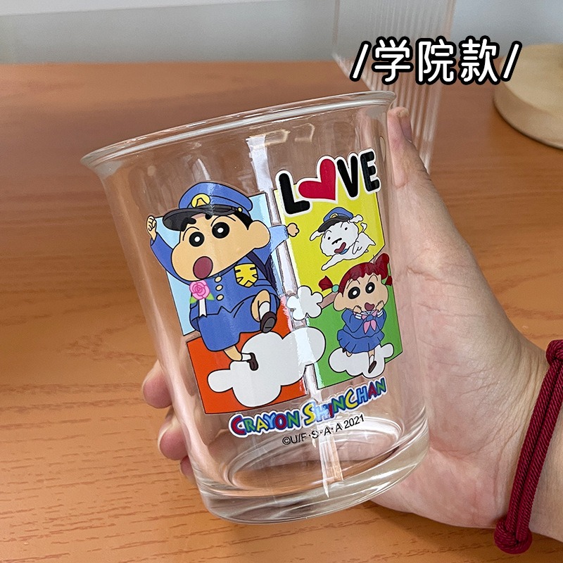 【現貨】正版 蠟筆小新 心動玻璃杯 350ml 水杯 茶杯 咖啡杯 易清洗 飲料杯 牛奶杯 送禮 新之助 萌兔兔-細節圖3