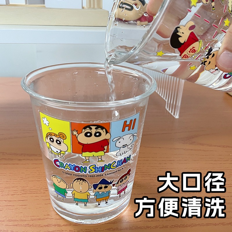 【現貨】正版 蠟筆小新 心動玻璃杯 350ml 水杯 茶杯 咖啡杯 易清洗 飲料杯 牛奶杯 送禮 新之助 萌兔兔-細節圖5
