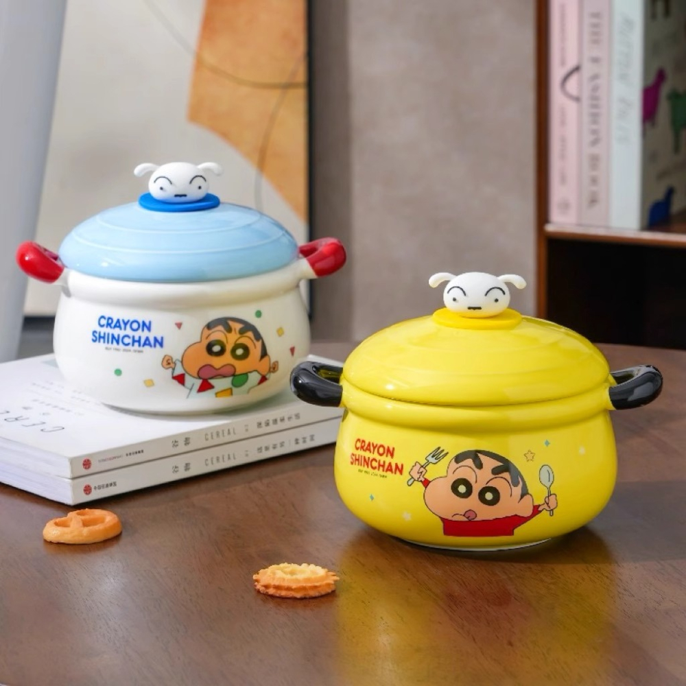 【現貨】正版 蠟筆小新 帶蓋泡麵碗 湯碗 泡面碗 餐具 煮麵碗 自帶禮盒 送禮 新之助 1000ml 陶瓷材質 恆邦-細節圖3