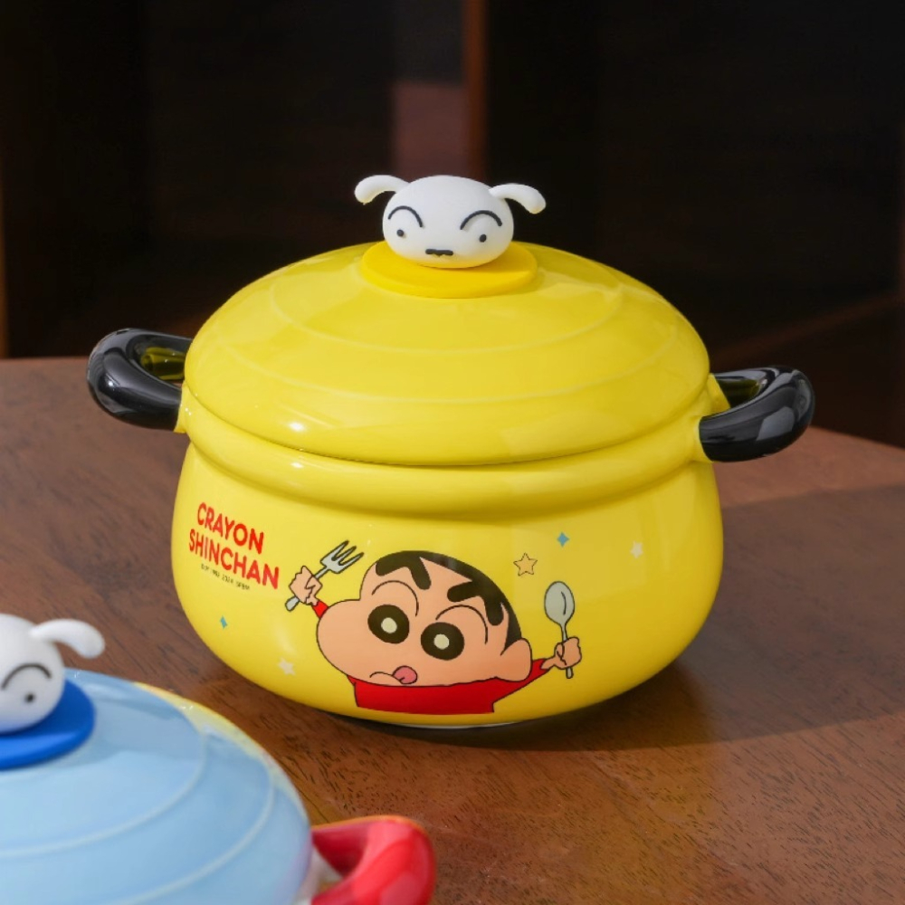 【現貨】正版 蠟筆小新 帶蓋泡麵碗 湯碗 泡面碗 餐具 煮麵碗 自帶禮盒 送禮 新之助 1000ml 陶瓷材質 恆邦-細節圖4