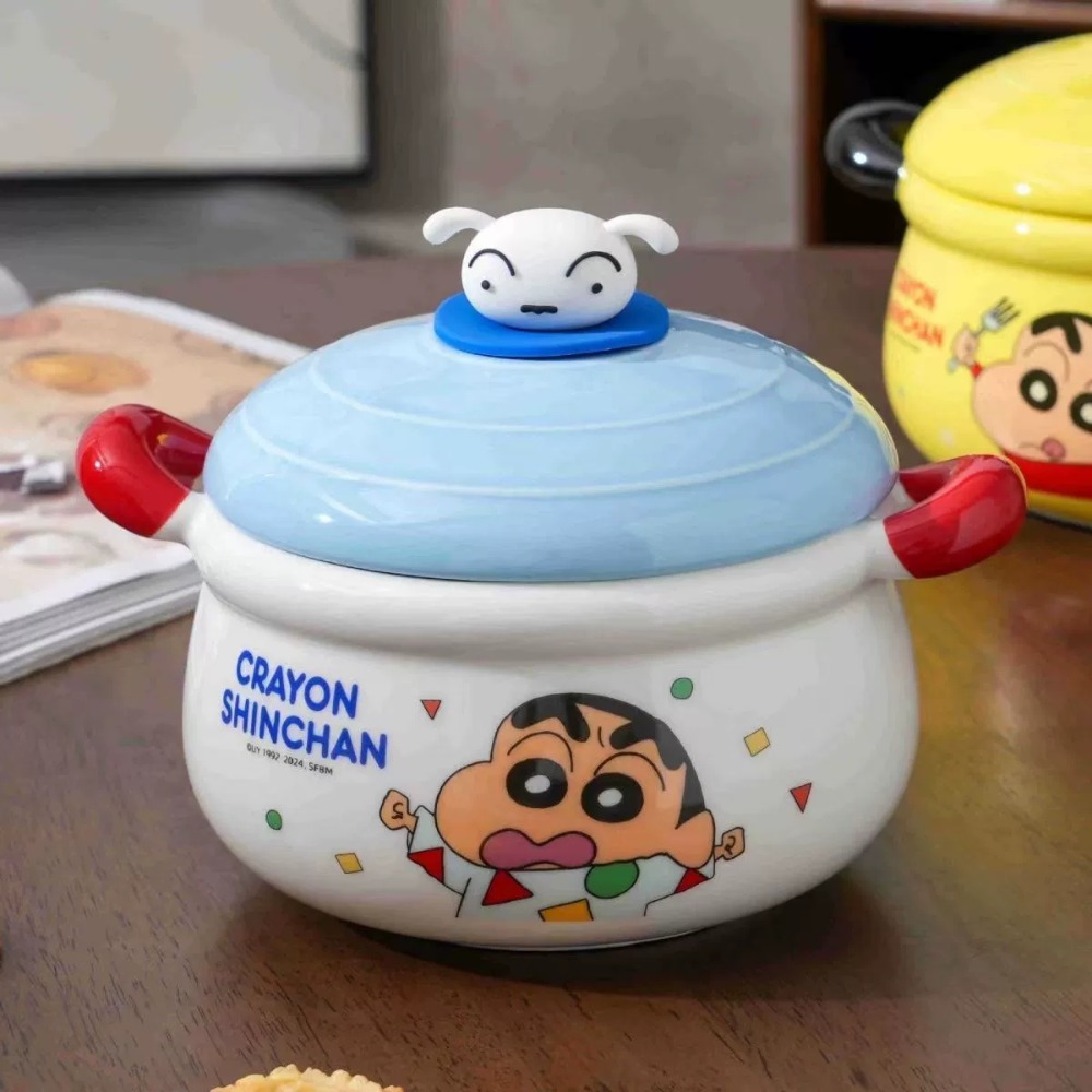 【現貨】正版 蠟筆小新 帶蓋泡麵碗 湯碗 泡面碗 餐具 煮麵碗 自帶禮盒 送禮 新之助 1000ml 陶瓷材質 恆邦-規格圖4