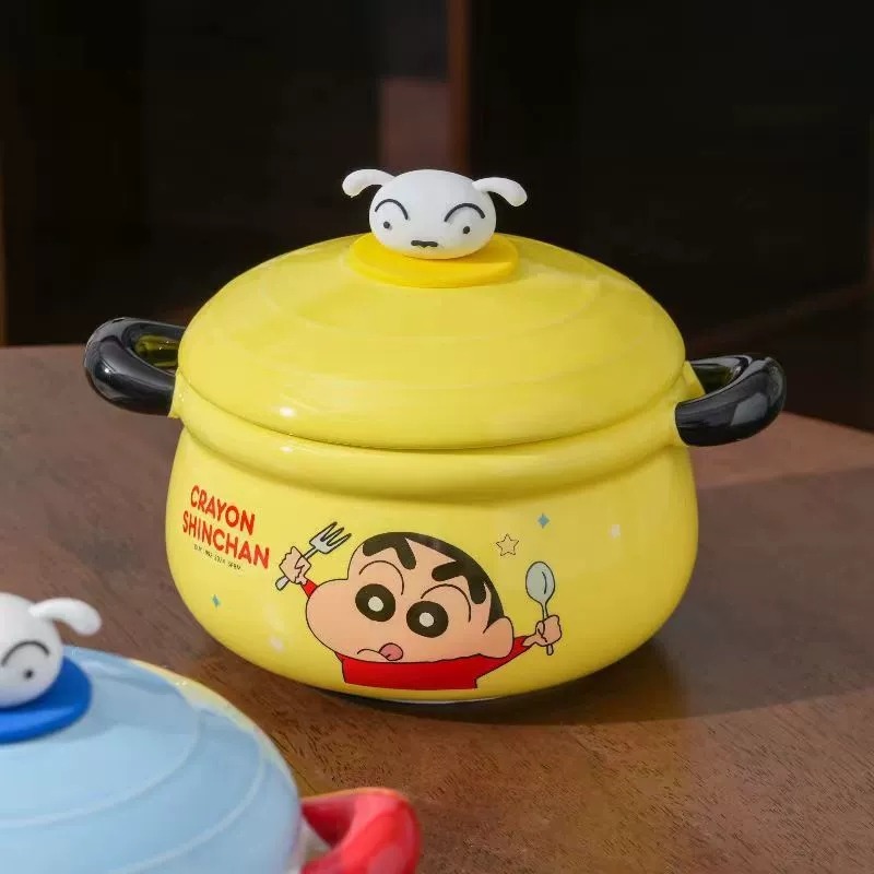 【現貨】正版 蠟筆小新 帶蓋泡麵碗 湯碗 泡面碗 餐具 煮麵碗 自帶禮盒 送禮 新之助 1000ml 陶瓷材質 恆邦-規格圖4