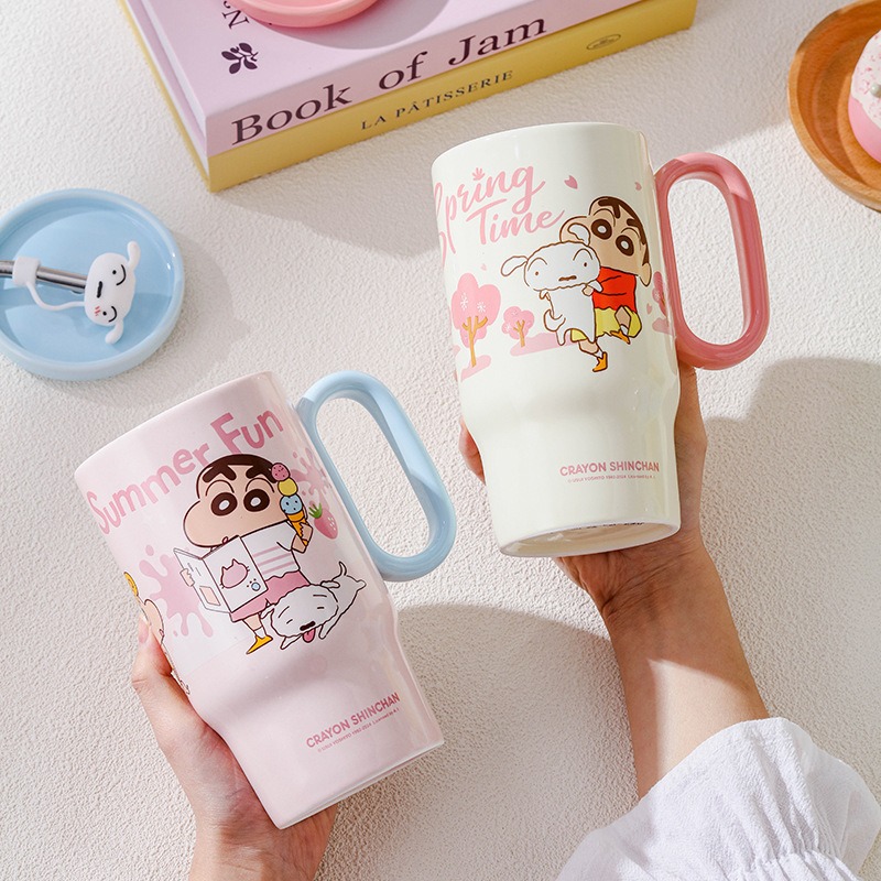 【預購】正版 蠟筆小新 陶瓷大容量馬克杯 水杯 奶茶杯 660ml 小白 睡衣小新 超高吸睛率 新之助 曙曦-細節圖3