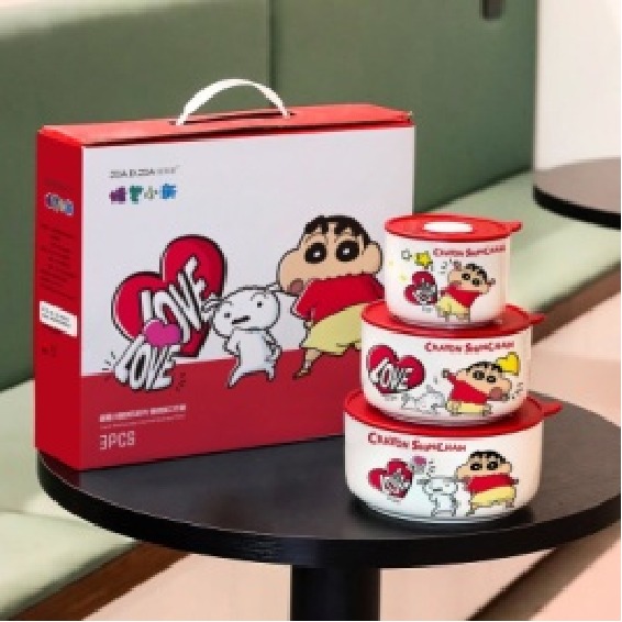 【現貨】正版 蠟筆小新 彩色系列 陶瓷飯盒 便當盒 飯盒 保鮮碗 可微波加熱 易清洗 新之助 送禮 曙曦-規格圖6