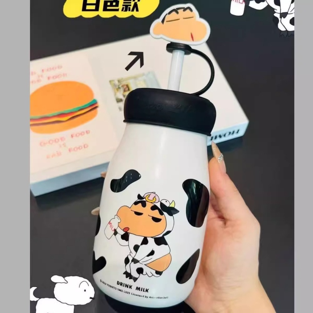 【樂融融】正版現貨 蠟筆小新 果汁吸管杯 辦公水杯 牛奶杯 送禮 新之助 萌兔兔-細節圖3
