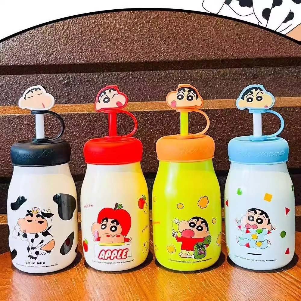 【樂融融】正版現貨 蠟筆小新 果汁吸管杯 辦公水杯 牛奶杯 送禮 新之助 萌兔兔-細節圖5