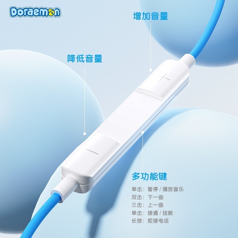 【現貨】正版 哆啦A夢 耳機 耳機線 耳麥 有線耳機 麥克風 禮盒包裝 送禮 小叮噹 哆啦a夢-細節圖2