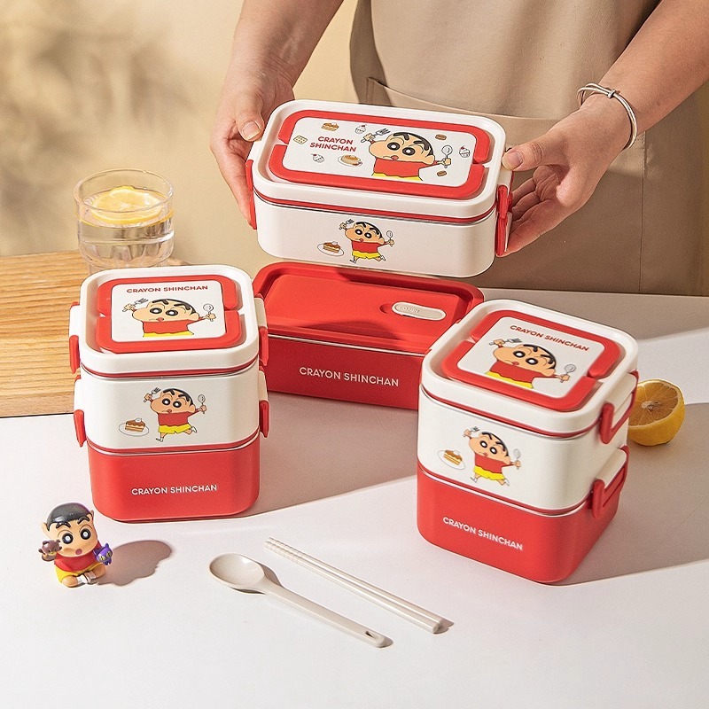 【樂融融】正版 蠟筆小新 便當盒 保鮮盒 打包 不鏽鋼便當 外帶 可微波可蒸 送禮 新之助-細節圖2