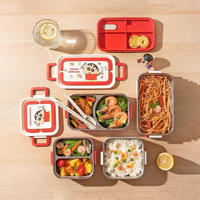 【樂融融】正版 蠟筆小新 便當盒 保鮮盒 打包 不鏽鋼便當 外帶 可微波可蒸 送禮 新之助-細節圖5