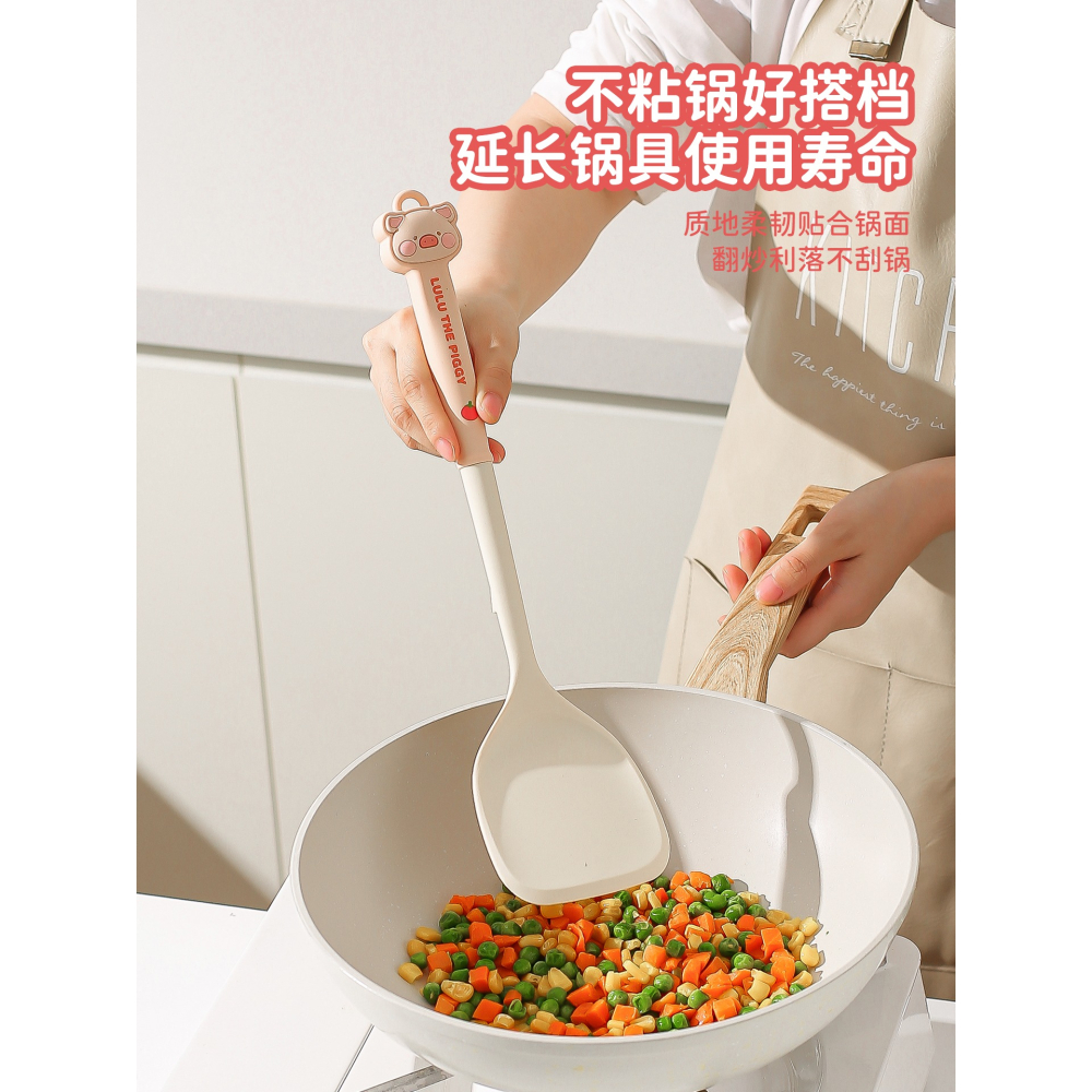 【LULU豬】正版 硅胶锅鏟 不粘鍋鏟子 撈面漏勺 飯鏟 油刷 湯匙 炒勺 輕便易拿 送禮 川島屋-細節圖4