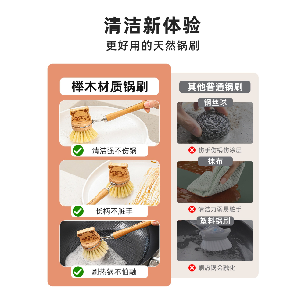 【LULU豬】正版 锅刷 洗碗刷 长柄清洁小刷子 刷盤 刷杯 健康材質 送禮 川島屋-細節圖2