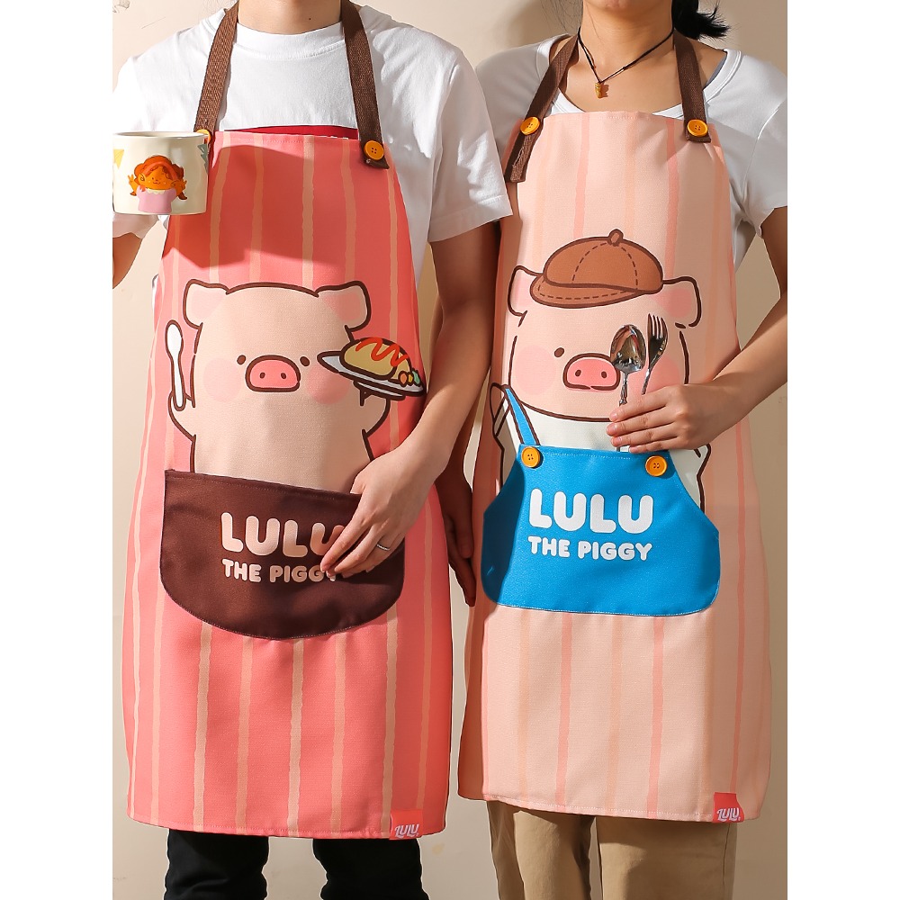【LULU豬】正版 可愛围裙 新款防水防油做饭罩衣 圍裙手套 帆布材質圍裙 送禮 川島屋-細節圖4
