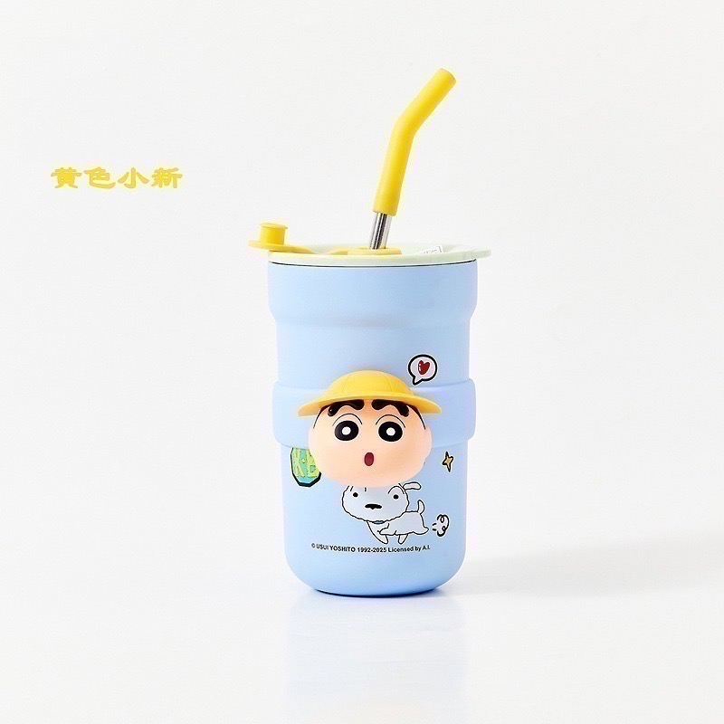 【7-ELEVEN門市團購】正版 蠟筆小新 旋轉公仔保溫杯 冰霸杯 保溫瓶 保冰 咖啡杯 牛奶杯 580ml 高級不鏽鋼-細節圖4
