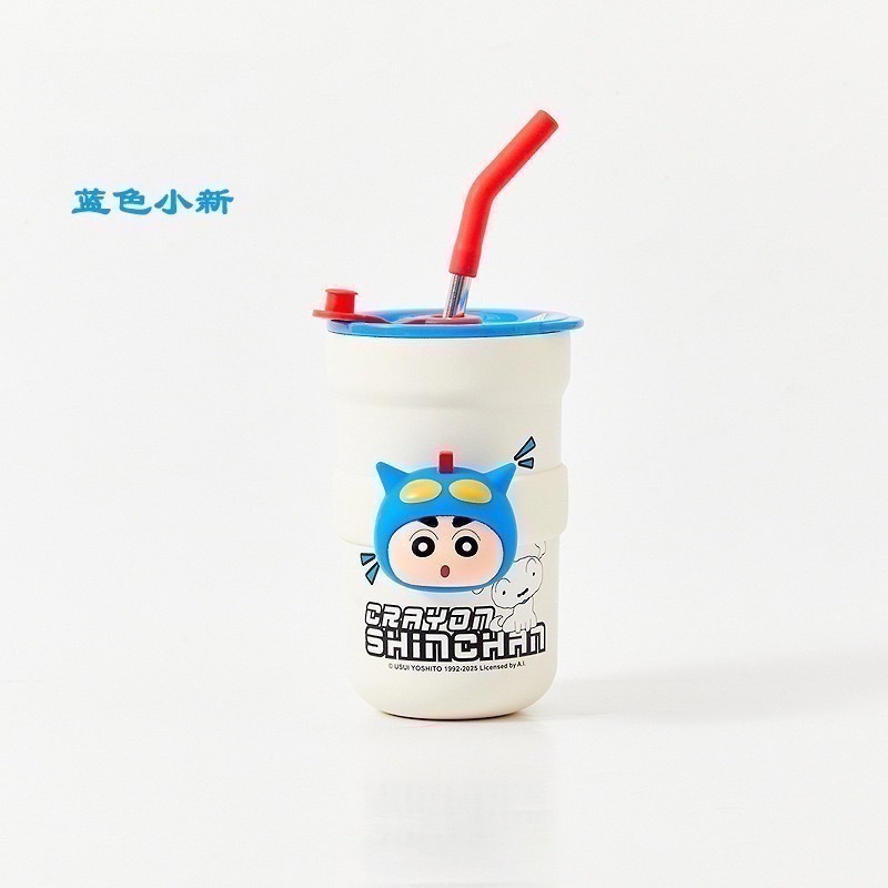 【7-ELEVEN門市團購】正版 蠟筆小新 旋轉公仔保溫杯 冰霸杯 保溫瓶 保冰 咖啡杯 牛奶杯 580ml 高級不鏽鋼-細節圖5