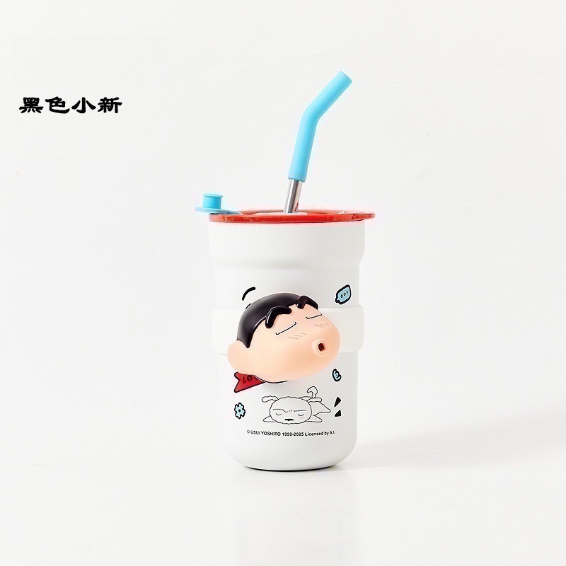 【7-ELEVEN門市團購】正版 蠟筆小新 旋轉公仔保溫杯 冰霸杯 保溫瓶 保冰 咖啡杯 牛奶杯 580ml 高級不鏽鋼-細節圖7