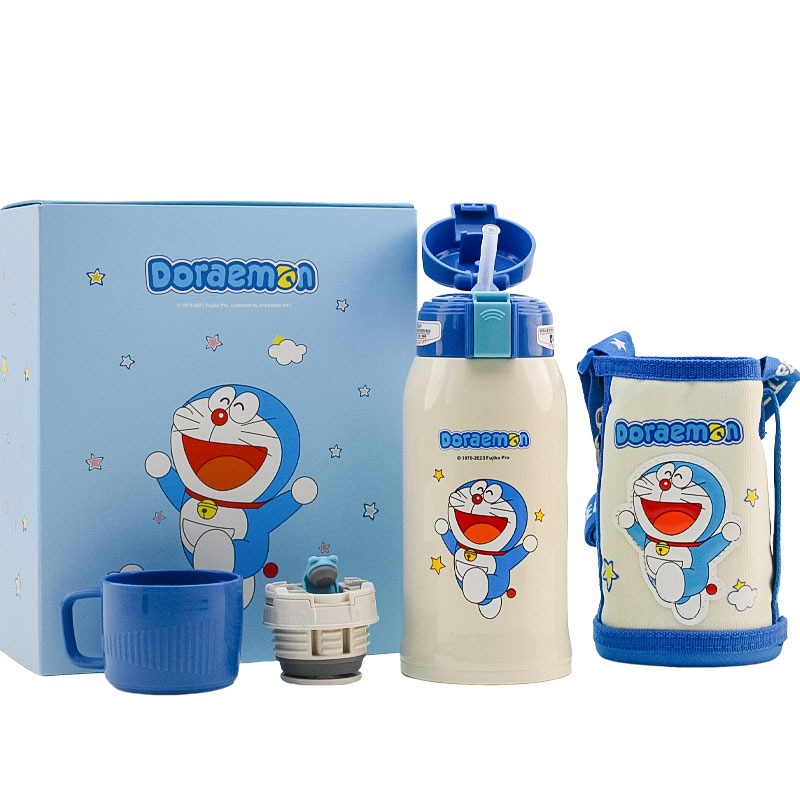 复古哆啦A梦-两盖600ml 送杯刷吸嘴吸管