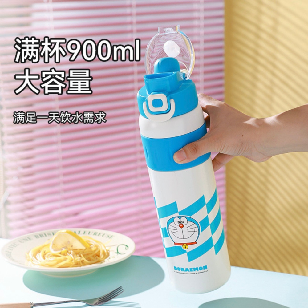 【杯具熊】正版 哆啦A夢 雙飲保溫運動杯款式 保溫杯 保溫瓶 水杯 水壺 900ml 韓國品牌 送禮-細節圖3