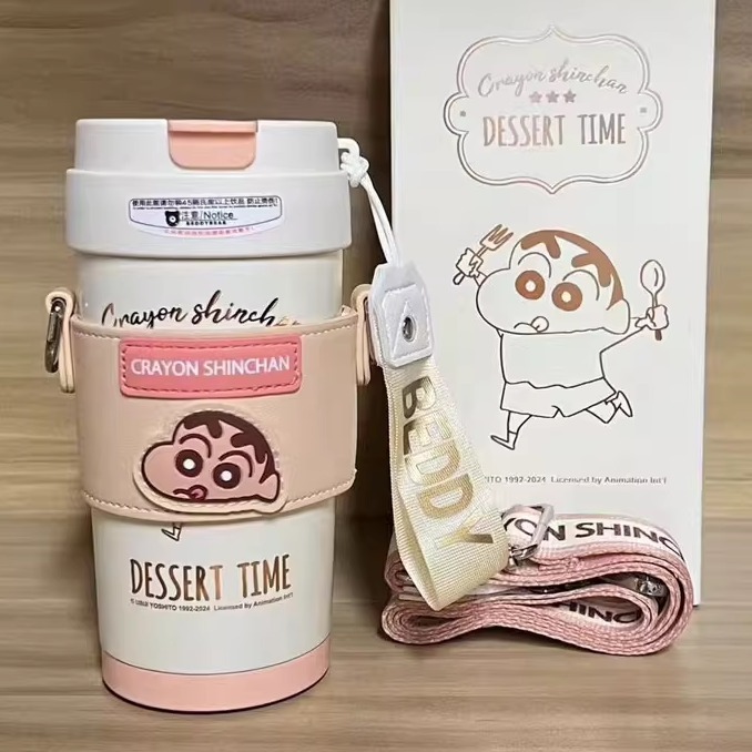 【杯具熊】正版 蠟筆小新 輕心咖啡杯款式 保溫杯 保溫瓶 水杯 水壺 500ml 韓國品牌 送禮-細節圖2