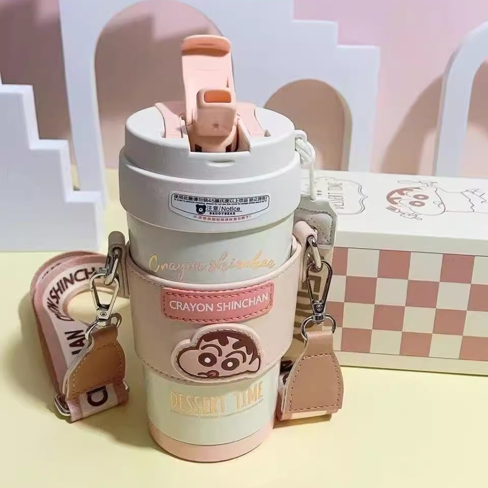 【杯具熊】正版 蠟筆小新 輕心咖啡杯款式 保溫杯 保溫瓶 水杯 水壺 500ml 韓國品牌 送禮-細節圖3