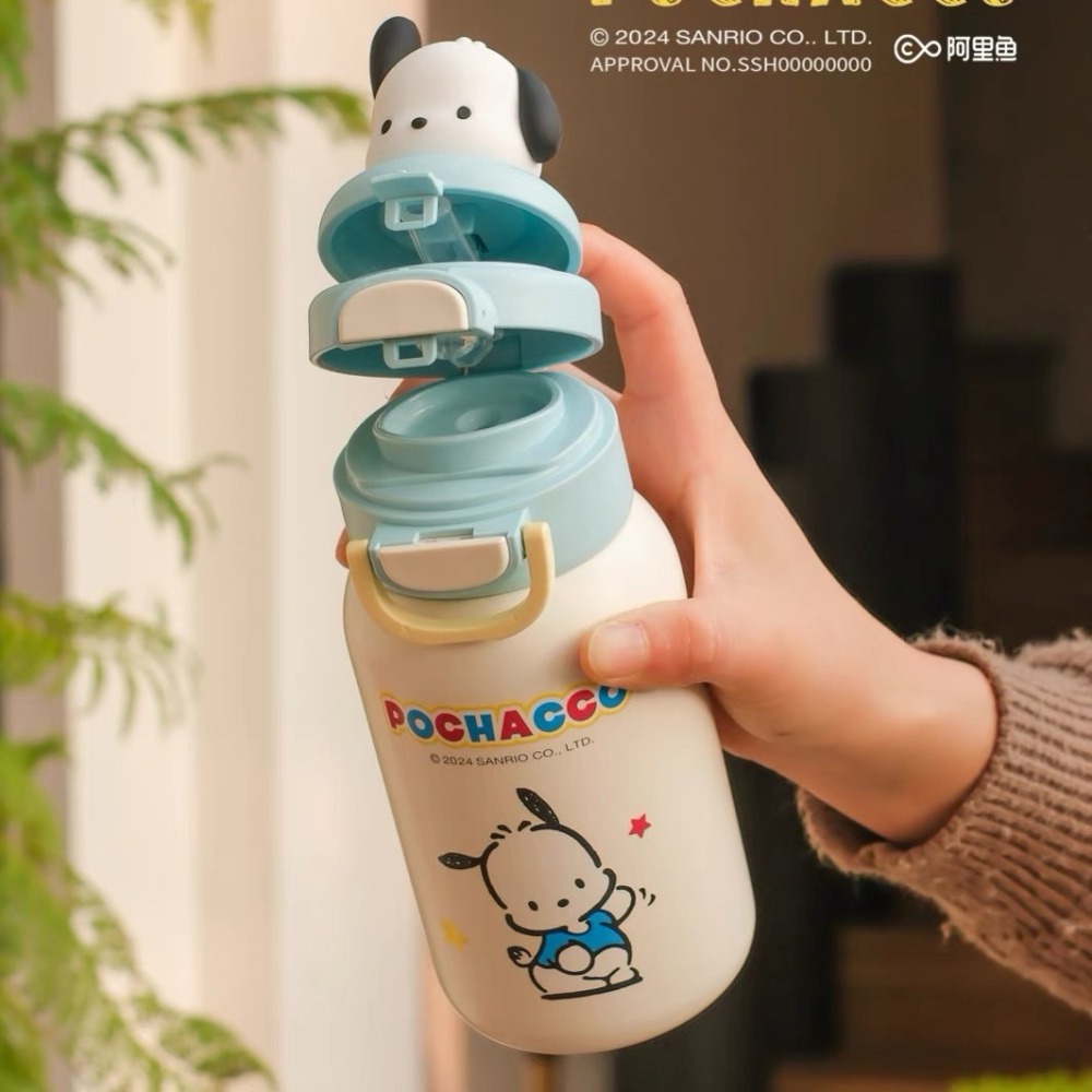 【杯具熊】正版 三麗鷗 綻放雙飲杯款式 帕恰狗 保溫杯 保溫瓶 水杯 水壺 520ml 韓國品牌 送禮-細節圖4