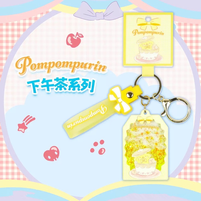 【冉紅】正版 三麗鷗 下午茶流沙书包掛件  凯蒂猫 美樂蒂 庫洛米 玉桂狗 佈丁狗 帕恰狗 創意配飾 車鑰匙扣 送禮-規格圖5