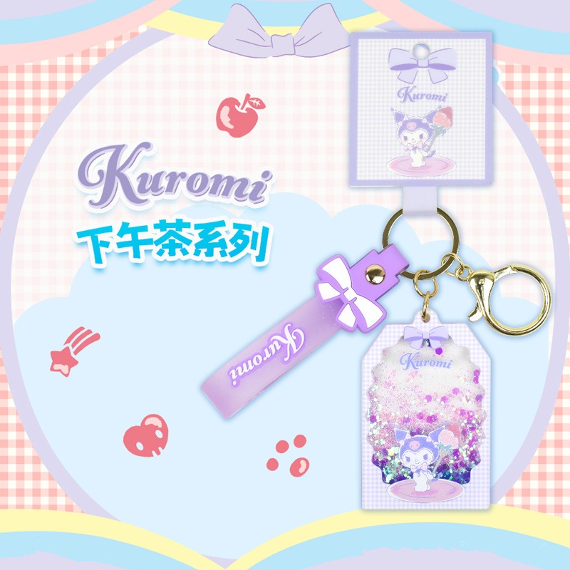 【冉紅】正版 三麗鷗 下午茶流沙书包掛件  凯蒂猫 美樂蒂 庫洛米 玉桂狗 佈丁狗 帕恰狗 創意配飾 車鑰匙扣 送禮-規格圖5