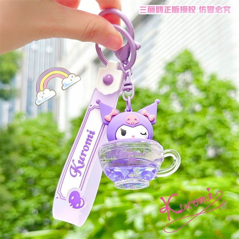 【冉紅】正版 三麗鷗 咖啡杯入油系列 卡通車鑰匙扣 书包掛件小饰品 创意吊飾 送禮-細節圖4