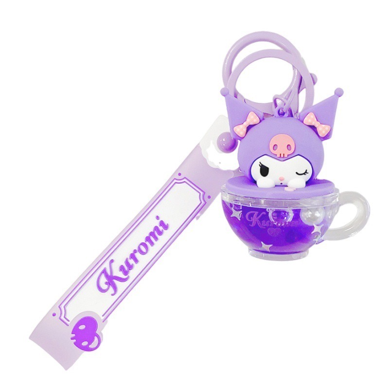 【冉紅】正版 三麗鷗 咖啡杯入油系列 卡通車鑰匙扣 书包掛件小饰品 创意吊飾 送禮-細節圖5