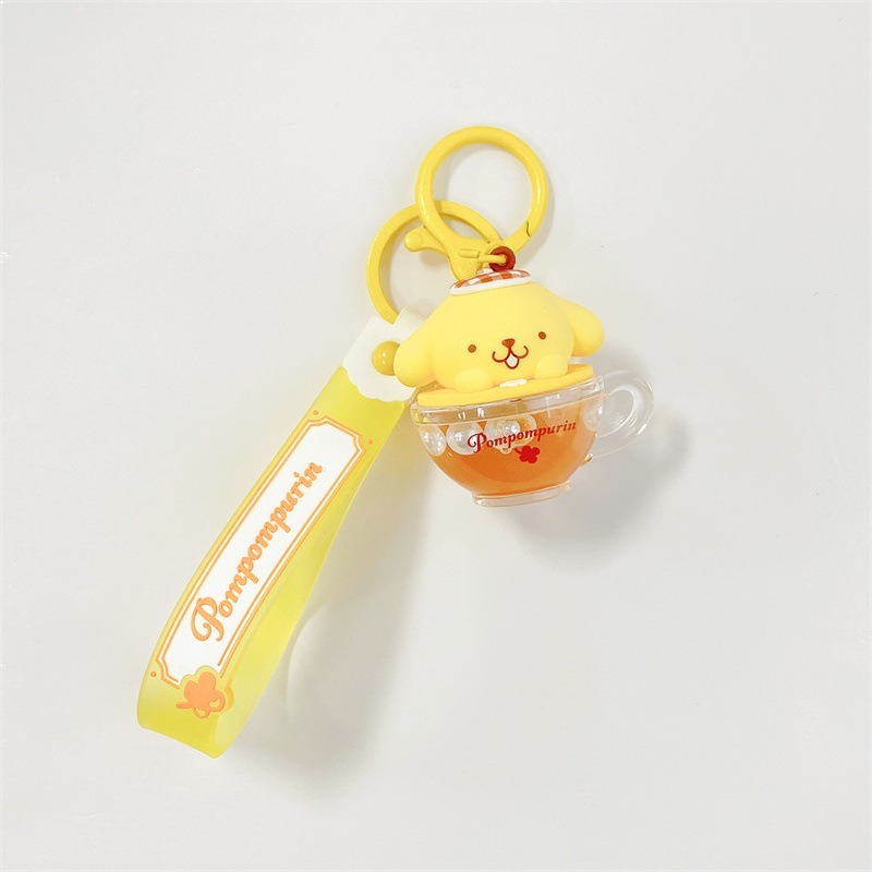 【冉紅】正版 三麗鷗 咖啡杯入油系列 卡通車鑰匙扣 书包掛件小饰品 创意吊飾 送禮-規格圖5