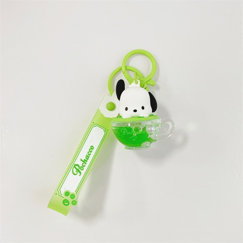 【冉紅】正版 三麗鷗 咖啡杯入油系列 卡通車鑰匙扣 书包掛件小饰品 创意吊飾 送禮-規格圖5