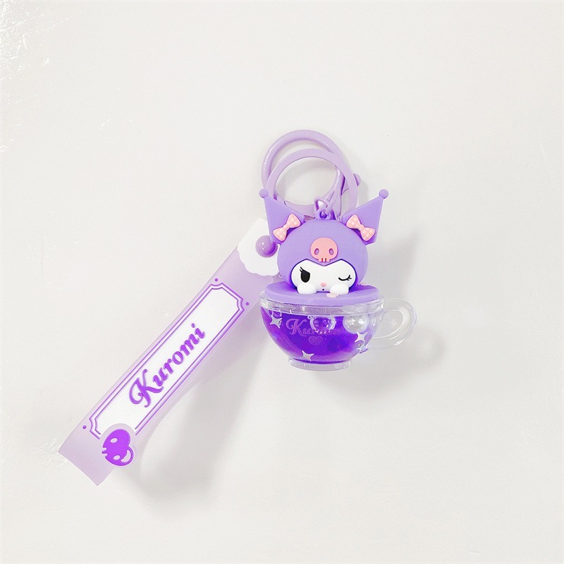 【冉紅】正版 三麗鷗 咖啡杯入油系列 卡通車鑰匙扣 书包掛件小饰品 创意吊飾 送禮-規格圖5