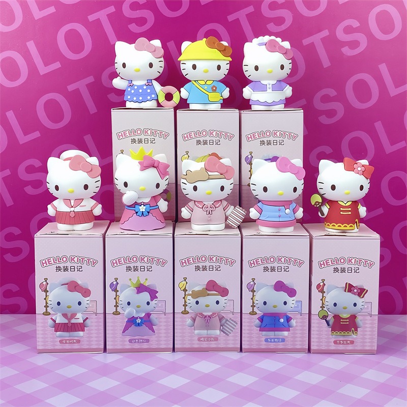 【冉紅】正版 三麗鷗 HelloKitty 换装日记系列 盲盒手办公仔 桌面擺件 凯蒂猫女生礼物-細節圖2