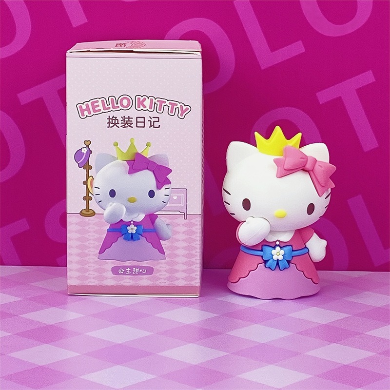 【冉紅】正版 三麗鷗 HelloKitty 换装日记系列 盲盒手办公仔 桌面擺件 凯蒂猫女生礼物-規格圖5