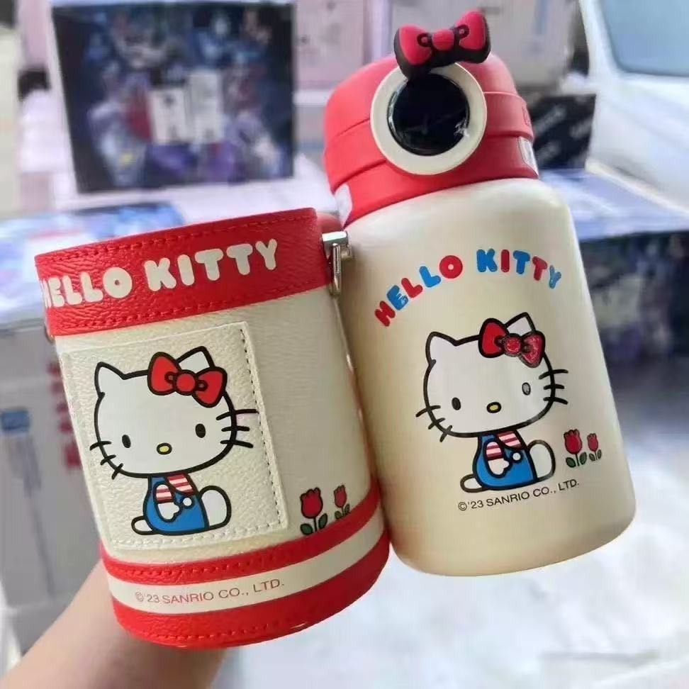【杯具熊】正版 三麗鷗 圈圈兒童壺款式 HELLO KITTY 保溫杯 保溫瓶 水杯 水壺 480ml 韓國品牌 送禮-細節圖2