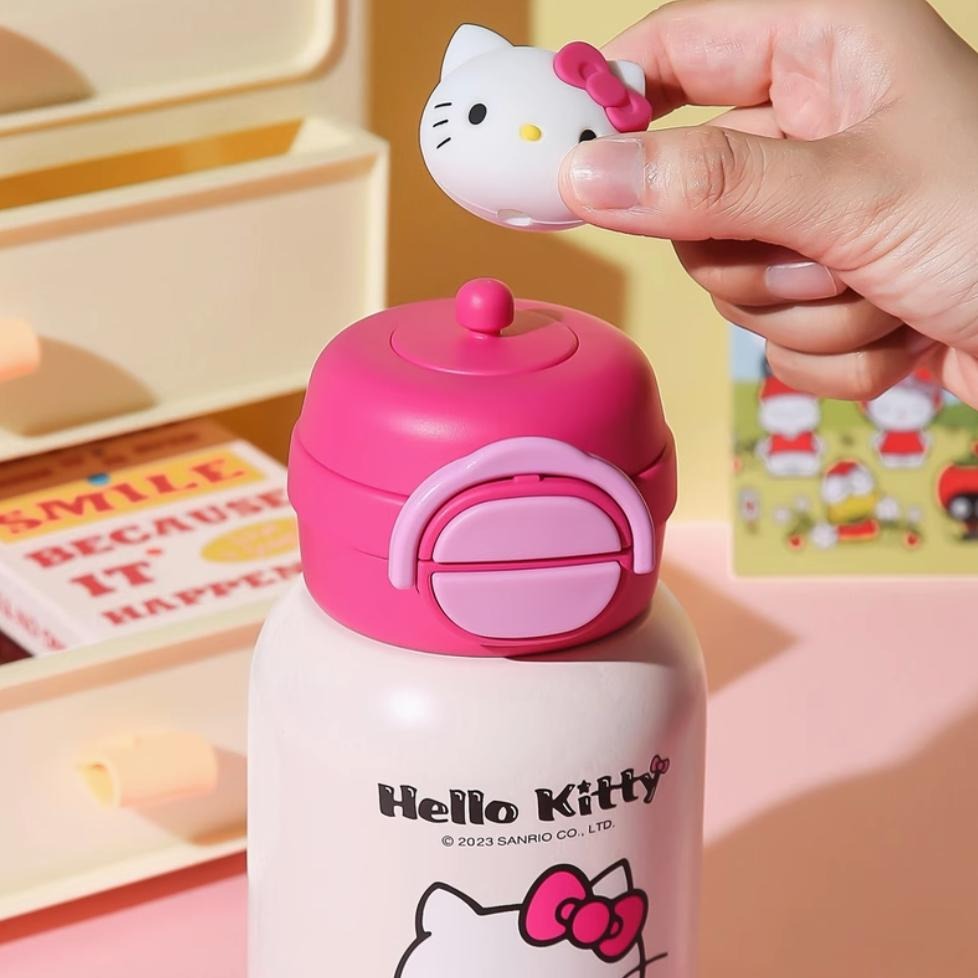 【杯具熊】正版 三麗鷗 開口笑雙飲杯款式 HELLO KITTY 保溫杯 保溫瓶 水杯 水壺 600ml 韓國品牌 送禮-細節圖2
