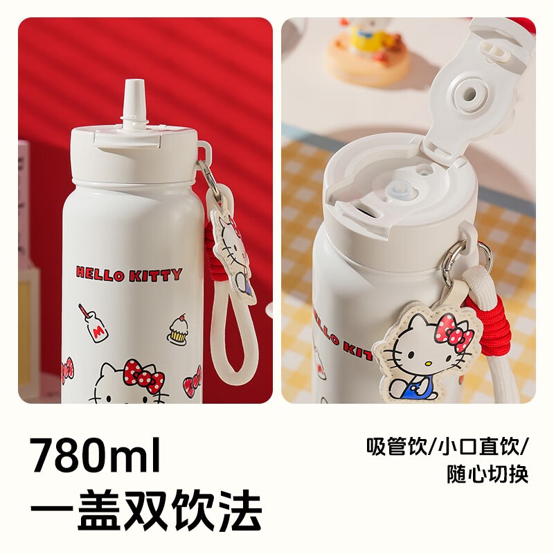 【杯具熊】正版 三麗鷗 吸管保溫杯款式 HELLO KITTY 保溫杯 保溫瓶 水杯 水壺 780ml 韓國品牌 送禮-細節圖4
