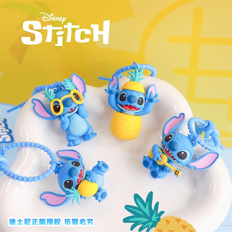 【冉紅】正版 迪士尼 史迪奇菠萝音乐挂件 公仔书包钥匙扣 包包挂饰 史迪仔玩偶 送禮-細節圖2