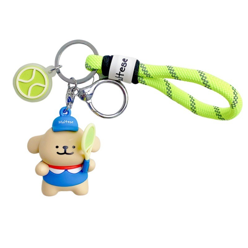 【冉紅】正版 線條小狗 运动会包包掛件 情侣汽車鑰匙扣 吊飾 掛件 送禮-細節圖5