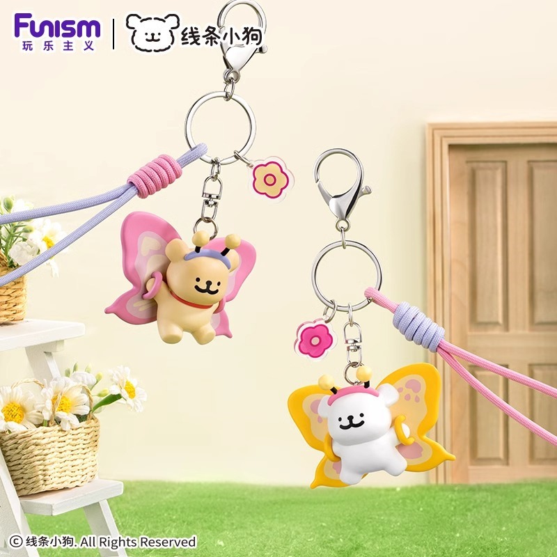 【冉紅】正版 玩乐主义線條小狗 创意鑰匙扣 新款情侣鑰匙扣 可爱掛件 掛飾 送禮-細節圖3