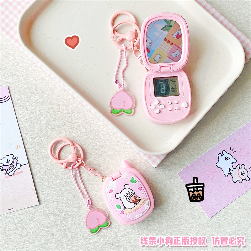 【冉紅】正版 線條小狗 游戏機系列 鑰匙扣 公仔情侣书包小掛件 掛飾链 吊飾 送禮-細節圖3