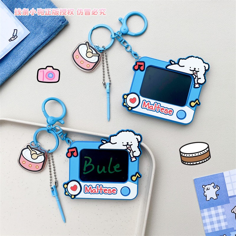 【冉紅】正版 線條小狗 画板系列 可爱卡通书包掛飾 情侣磁吸鑰匙扣 吊飾 送禮-細節圖4