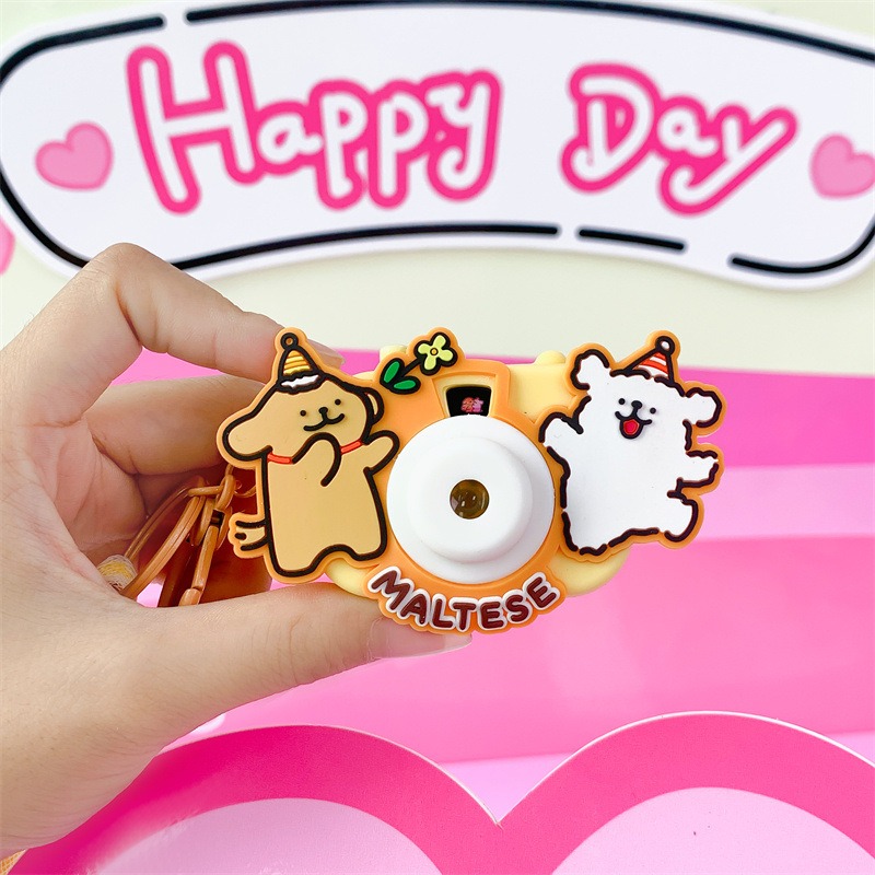 線條小狗投影相机-咖色