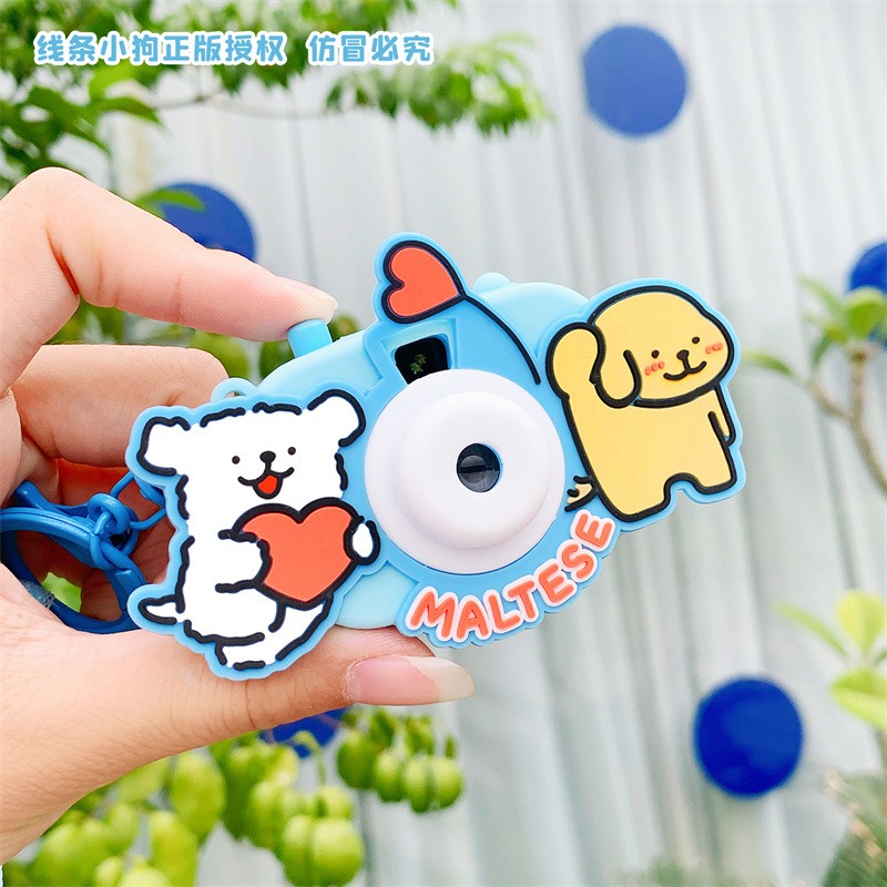 線條小狗投影相机-蓝色