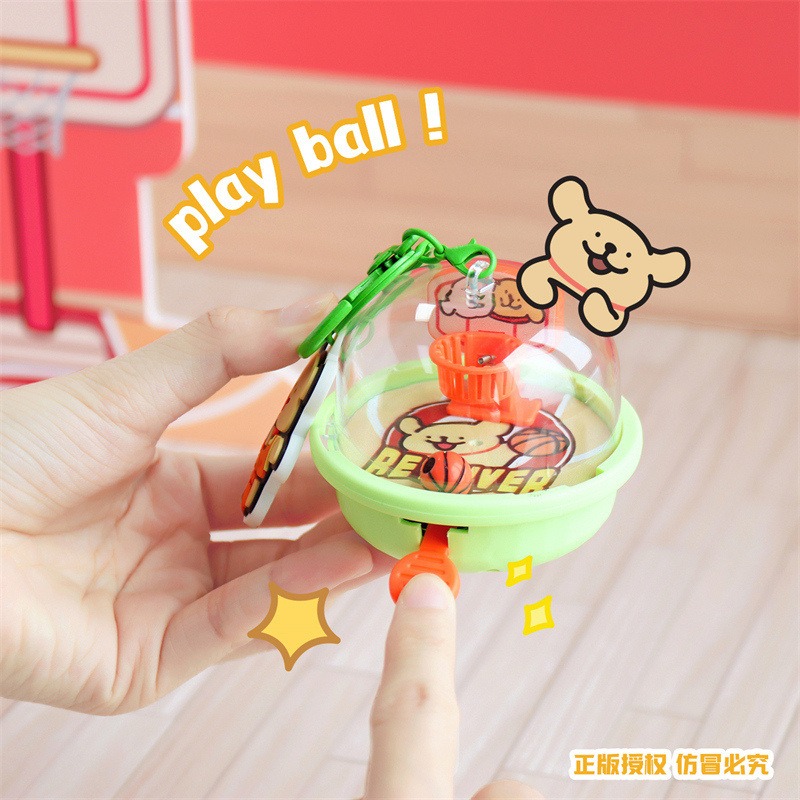 【冉紅】正版 線條小狗 投篮机鑰匙扣 掛件 解压玩具跳舞狗狗翻页機 鑰匙链 吊飾 送禮-細節圖3