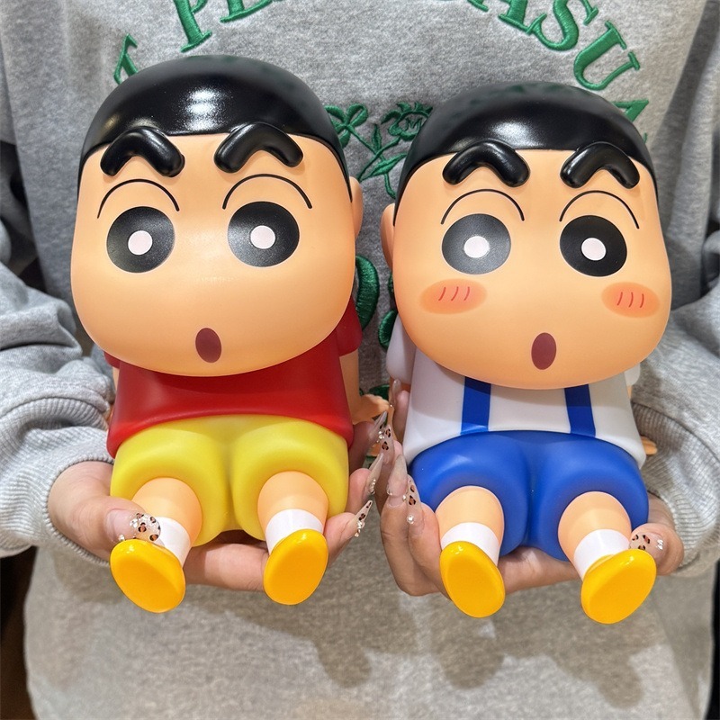 【冉紅】正版 蠟筆小新 悠闲时光系列 存钱罐 可存可取 可爱公仔擺件 卡通生日礼物 送禮-細節圖3