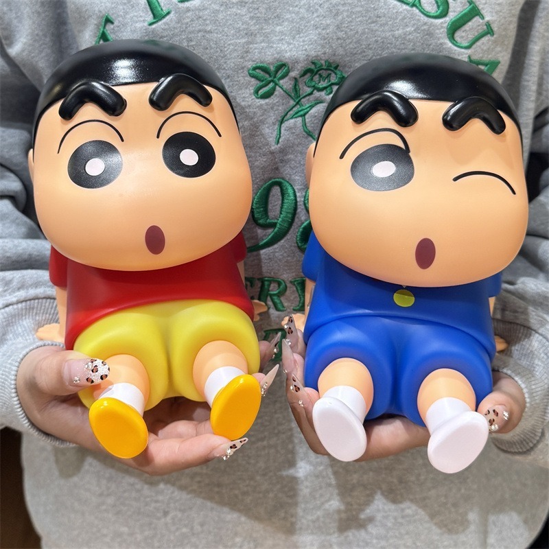 【冉紅】正版 蠟筆小新 悠闲时光系列 存钱罐 可存可取 可爱公仔擺件 卡通生日礼物 送禮-細節圖4